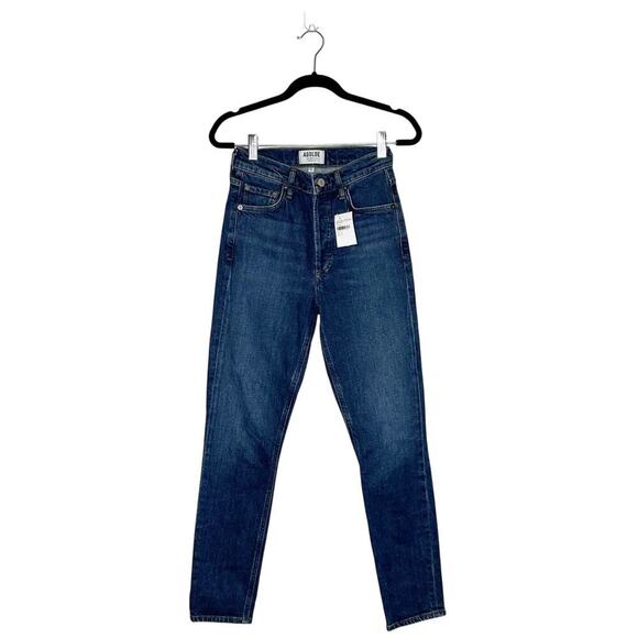 NWT Agolde Nico High Rise Skinny Jeans Button Fly Women's Blue Size 23 - Picture 2 of 6